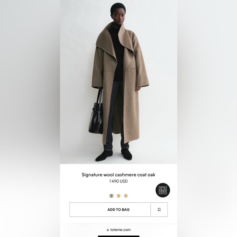 TOTEME Wool Cashmere Signature Coat